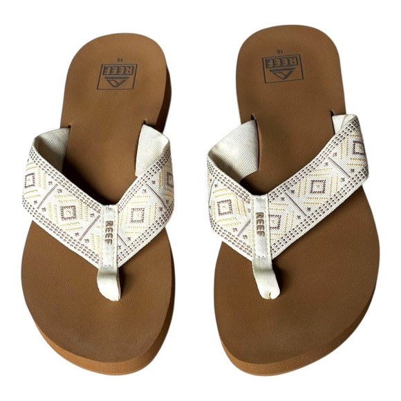 REEF Spring Woven Women's vintage white Sandals Arch Support NWOT flip flop | 10 - Picture 3 of 11